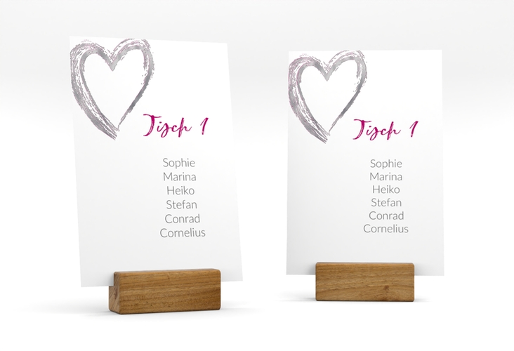 Tischaufsteller Hochzeit Liebe Tischaufsteller pink silber