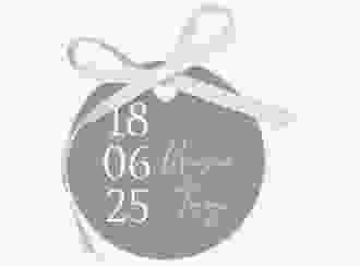 Geschenkanhänger Hochzeit Day Geschenkanhänger, rund gruen mit Datum im minimalistischen Design