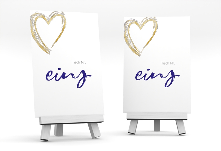 Tischnummer Hochzeit Liebe Tischaufsteller blau gold