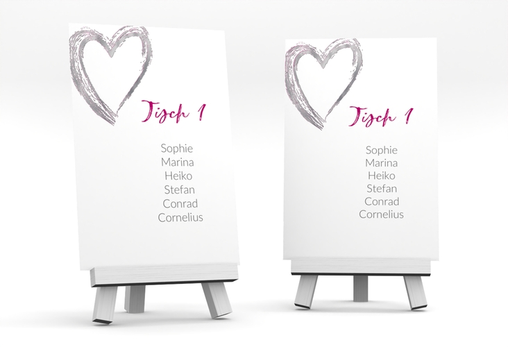 Tischaufsteller Hochzeit Liebe Tischaufsteller pink silber