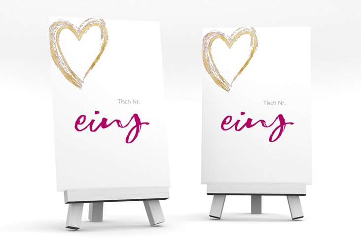 Tischnummer Hochzeit Liebe Tischaufsteller pink gold