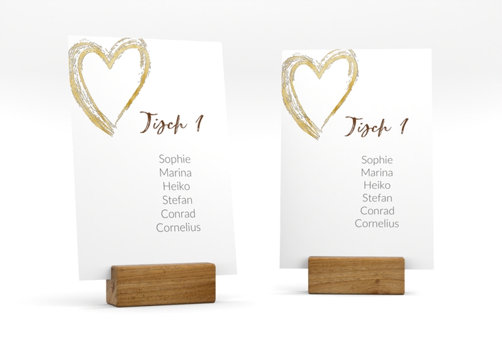 Tischaufsteller Hochzeit Liebe Tischaufsteller braun gold