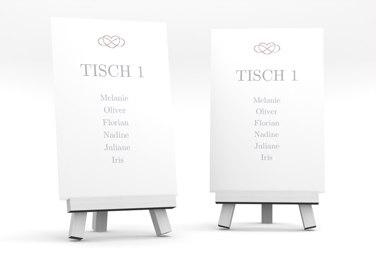 Tischaufsteller Hochzeit Infinity Tischaufsteller grau rosegold