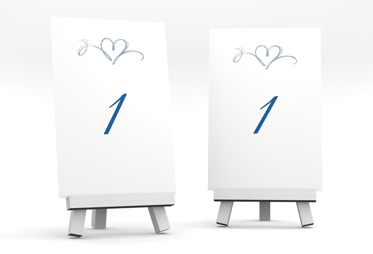 Tischnummer Hochzeit Envie Tischaufsteller blau silber