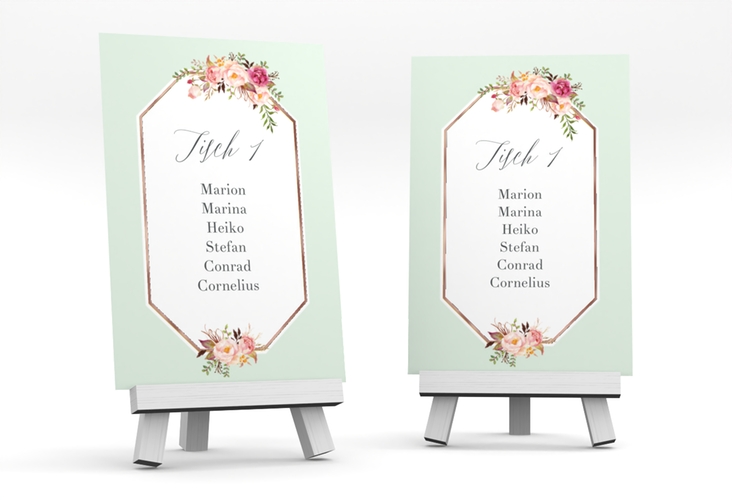 Tischaufsteller Hochzeit Prachtvoll Tischaufsteller mint rosegold