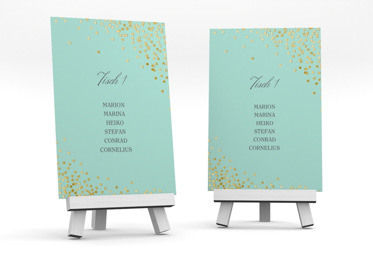 Tischaufsteller Hochzeit Glitter Tischaufsteller mint gold