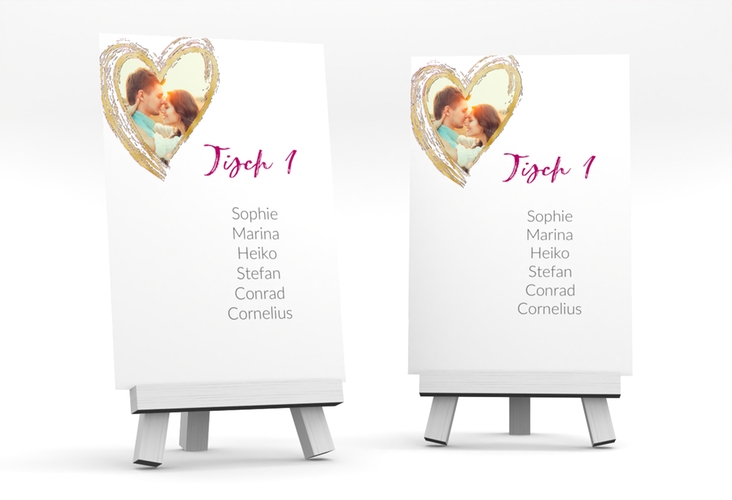 Tischaufsteller Hochzeit Liebe Tischaufsteller pink gold