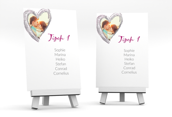 Tischaufsteller Hochzeit Liebe Tischaufsteller pink silber