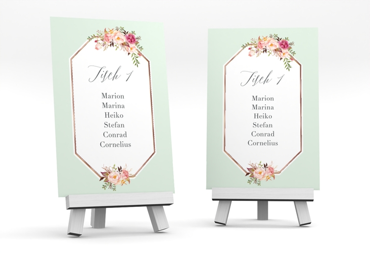 Tischaufsteller Hochzeit Prachtvoll Tischaufsteller mint rosegold