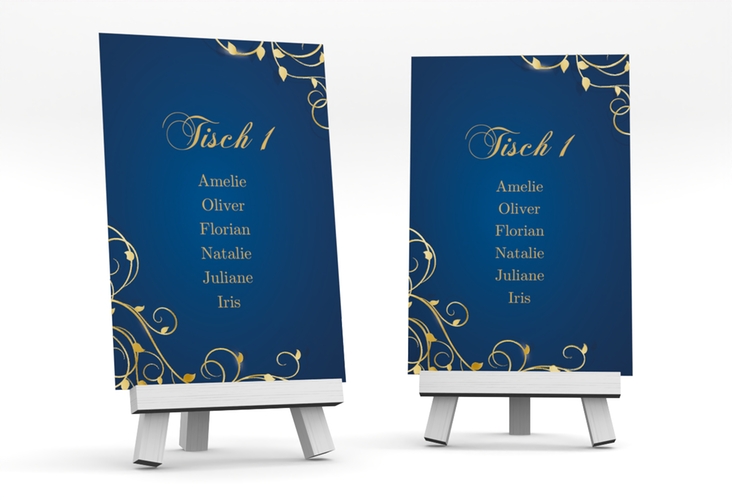 Tischaufsteller Hochzeit Eternity Tischaufsteller blau gold