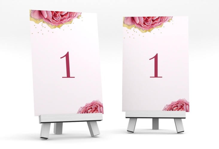 Tischnummer Hochzeit Cherie Tischaufsteller rosa gold