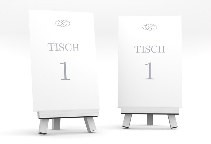 Tischnummer Hochzeit Infinity Tischaufsteller grau silber