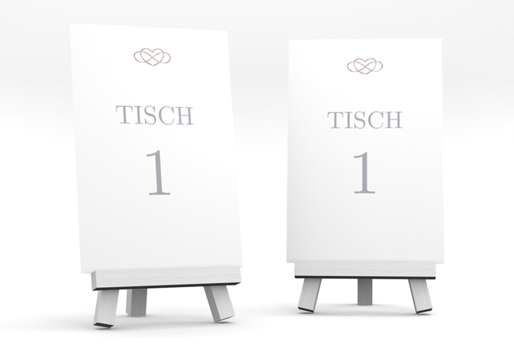 Tischnummer Hochzeit Infinity Tischaufsteller grau rosegold