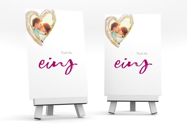 Tischnummer Hochzeit Liebe Tischaufsteller pink gold