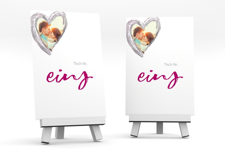 Tischnummer Hochzeit Liebe Tischaufsteller pink silber