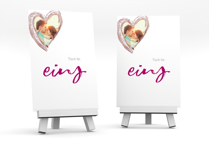 Tischnummer Hochzeit Liebe Tischaufsteller pink rosegold