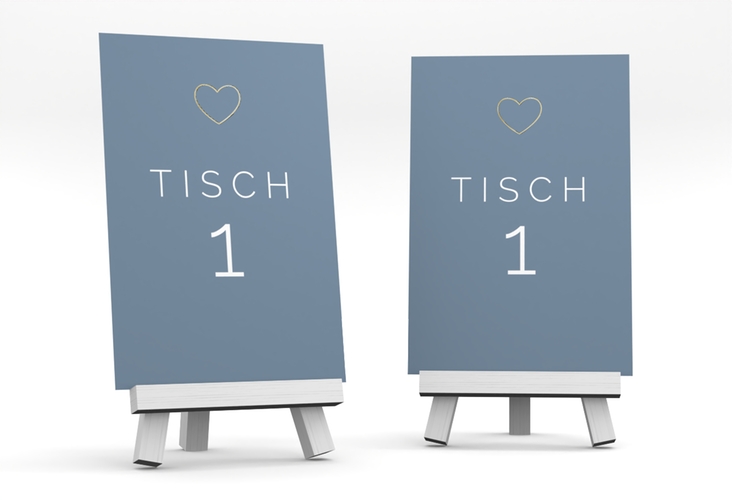 Tischnummer Hochzeit Lebenstraum Tischaufsteller blau gold