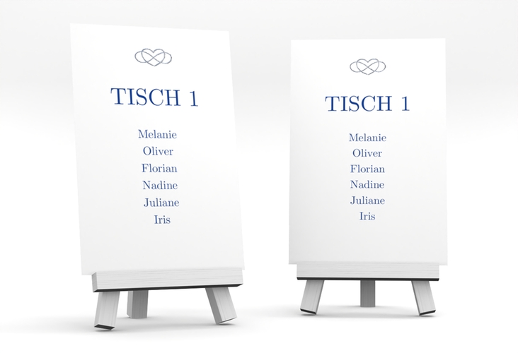 Tischaufsteller Hochzeit Infinity Tischaufsteller blau silber