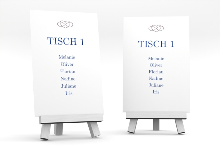 Tischaufsteller Hochzeit Infinity Tischaufsteller blau rosegold