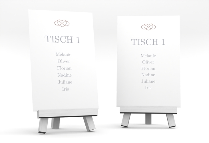 Tischaufsteller Hochzeit Infinity Tischaufsteller grau rosegold