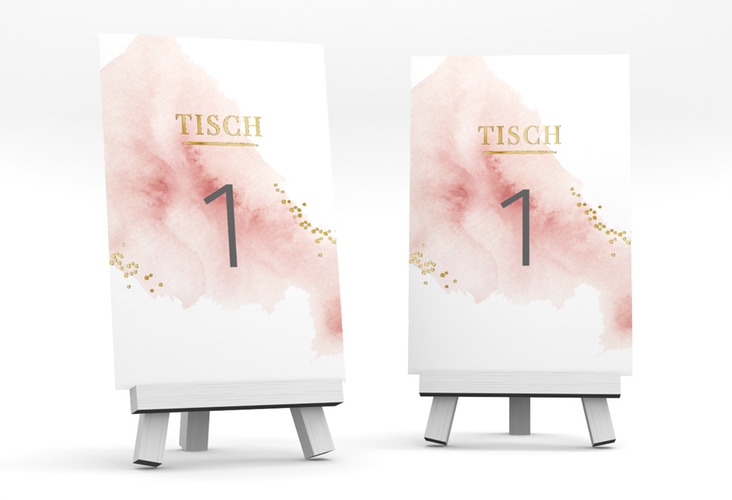 Tischnummer Hochzeit Pastell Tischaufsteller rosa gold