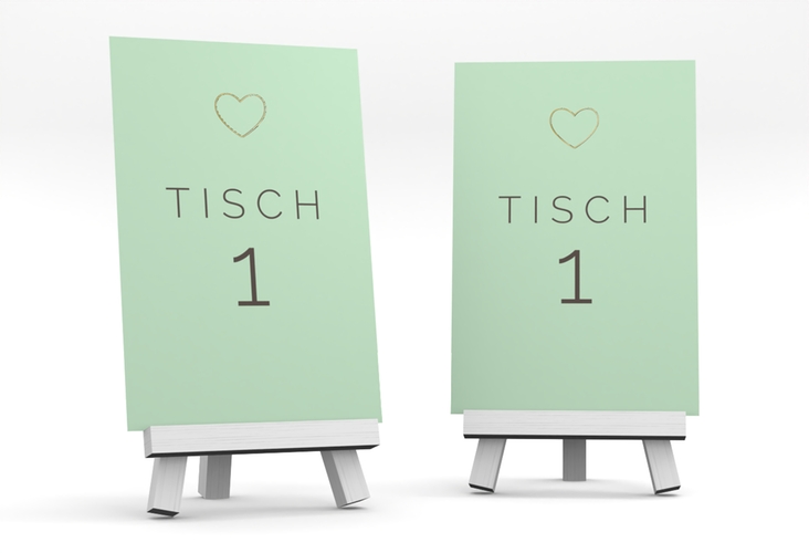Tischnummer Hochzeit Lebenstraum Tischaufsteller mint gold