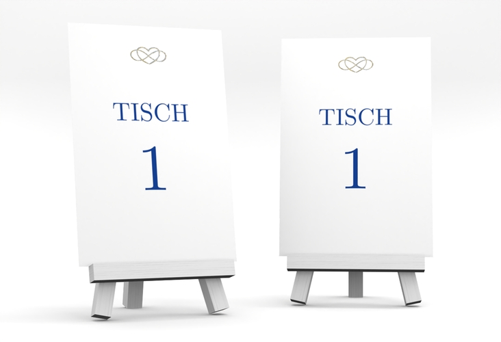 Tischnummer Hochzeit Infinity Tischaufsteller blau gold