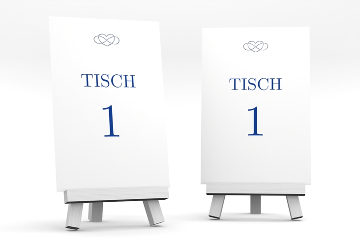 Tischnummer Hochzeit Infinity Tischaufsteller blau silber