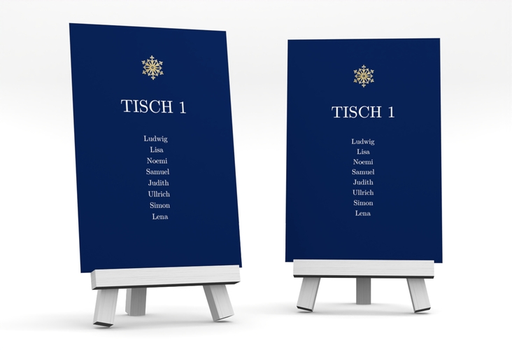 Tischaufsteller Hochzeit Crystal Tischaufsteller blau gold mit Eiskristall