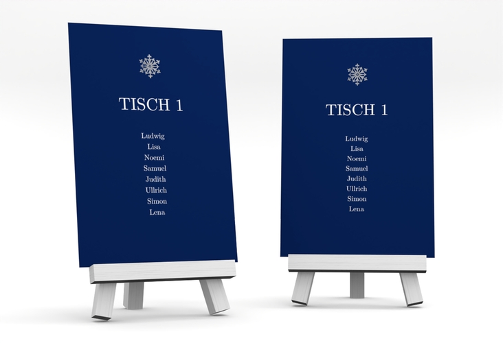 Tischaufsteller Hochzeit Crystal Tischaufsteller blau silber mit Eiskristall