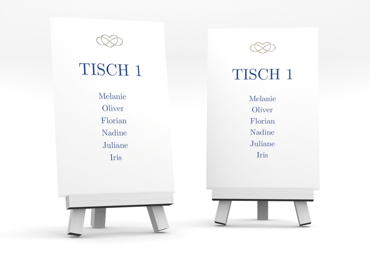 Tischaufsteller Hochzeit Infinity Tischaufsteller blau gold