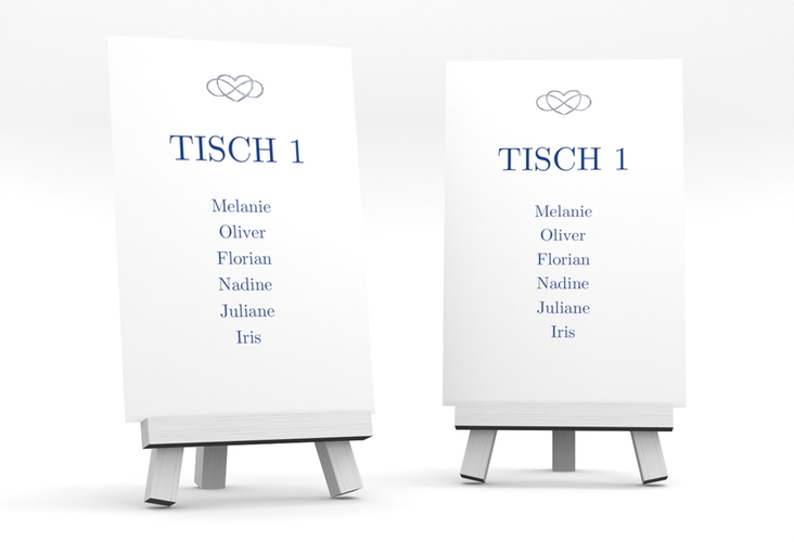 Tischaufsteller Hochzeit Infinity Tischaufsteller blau silber