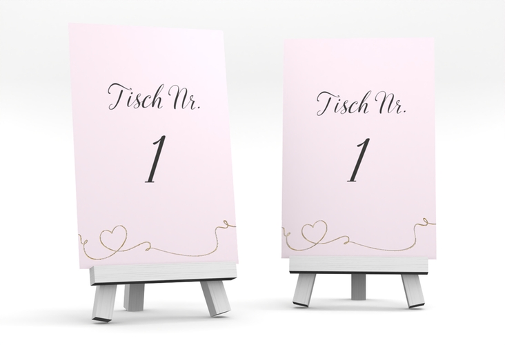 Tischnummer Hochzeit Dolce Tischaufsteller rosa gold