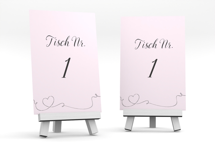 Tischnummer Hochzeit Dolce Tischaufsteller rosa silber