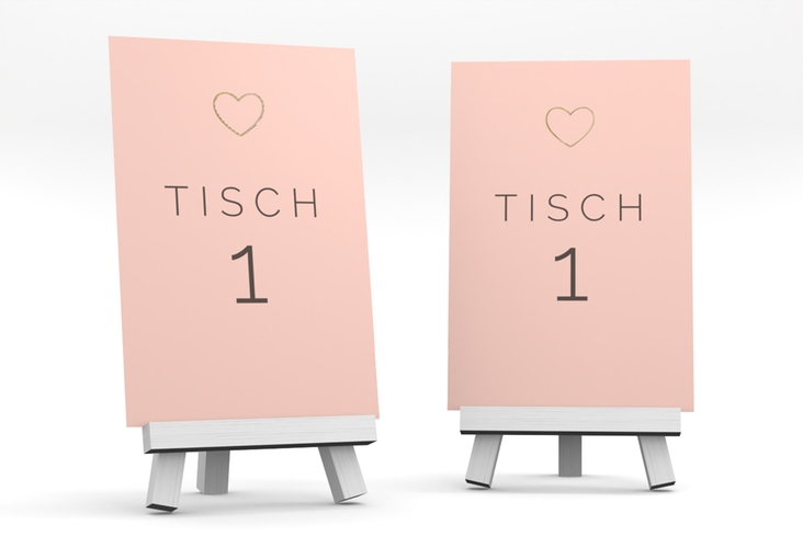 Tischnummer Hochzeit Lebenstraum Tischaufsteller rosa gold