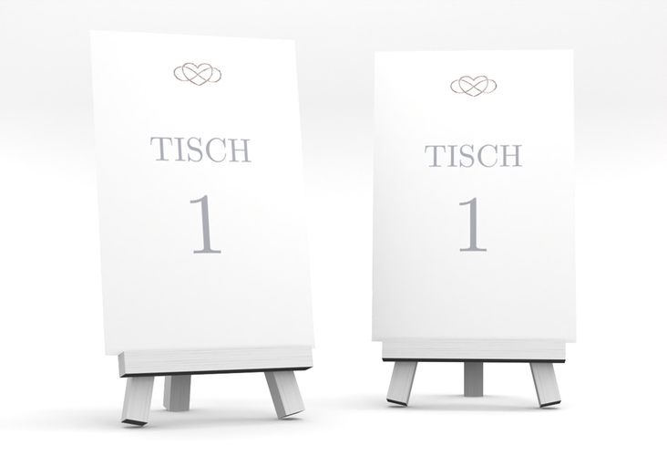 Tischnummer Hochzeit Infinity Tischaufsteller grau rosegold