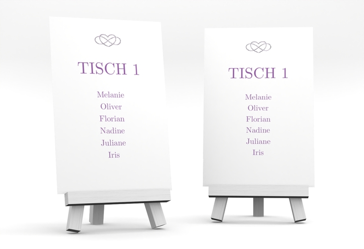 Tischaufsteller Hochzeit Infinity Tischaufsteller lila silber