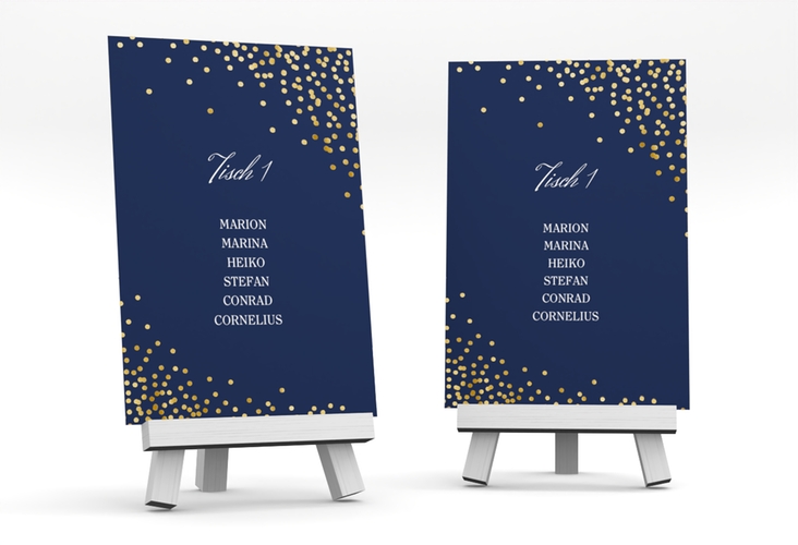 Tischaufsteller Hochzeit Glitter Tischaufsteller blau gold