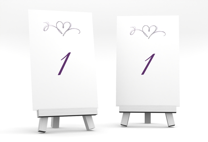 Tischnummer Hochzeit Envie Tischaufsteller lila silber