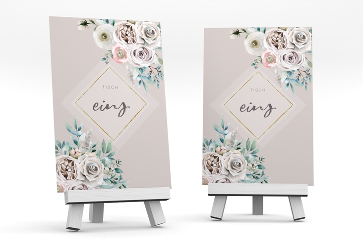 Tischnummer Hochzeit Romance Tischaufsteller rosa gold