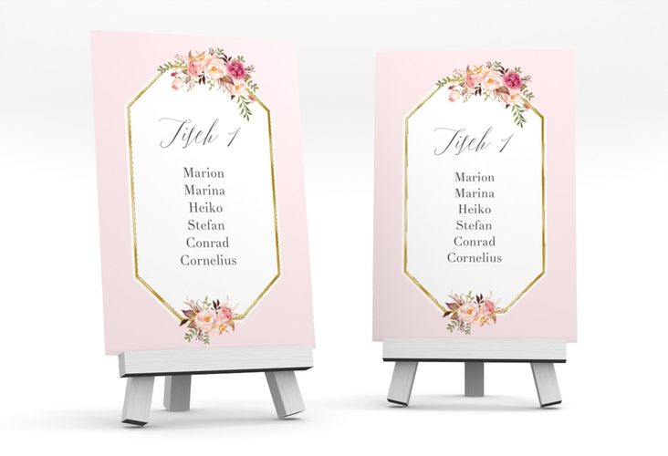 Tischaufsteller Hochzeit Prachtvoll Tischaufsteller rosa gold