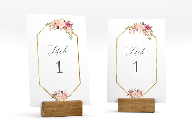 Tischnummer Hochzeit Prachtvoll Tischaufsteller weiss gold