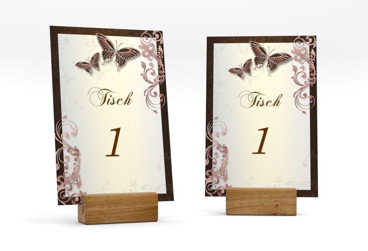 Tischnummer Hochzeit Toulouse Tischaufsteller braun rosegold