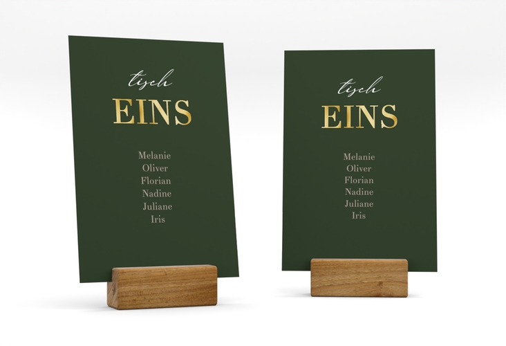 Tischaufsteller Hochzeit Moment Tischaufsteller gruen gold