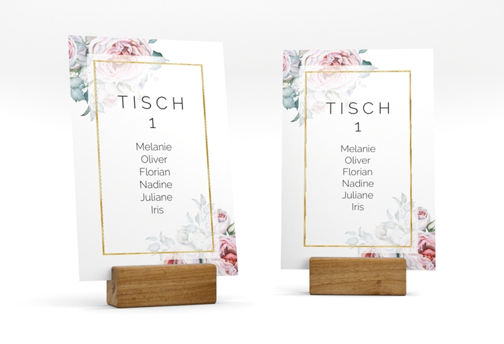 Tischaufsteller Hochzeit Embrace Tischaufsteller weiss gold