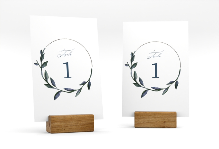 Tischnummer Hochzeit Botanica Tischaufsteller weiss silber