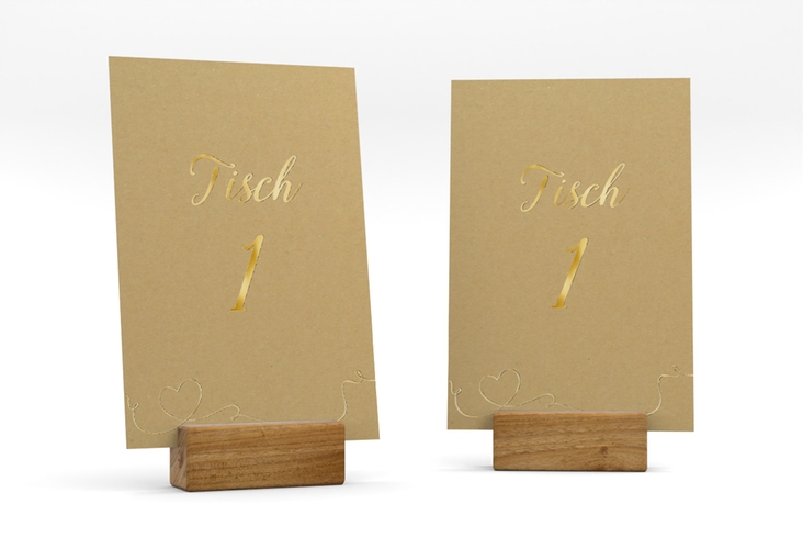 Tischnummer Hochzeit Herzensbund Tischaufsteller weiss gold