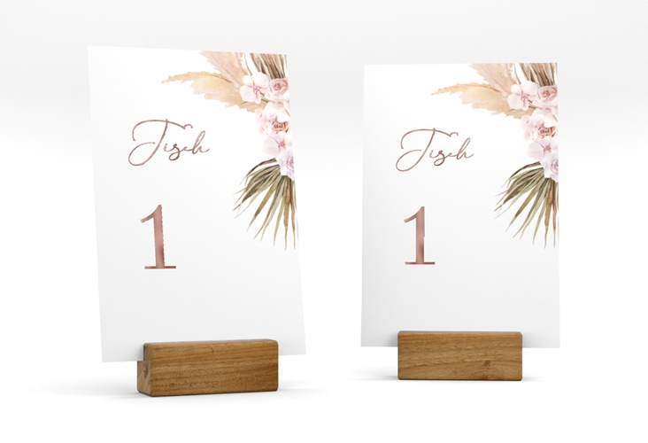Tischnummer Hochzeit Nude Tischaufsteller weiss rosegold