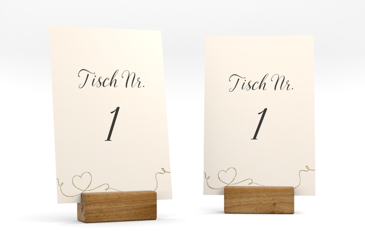 Tischnummer Hochzeit Dolce Tischaufsteller beige gold