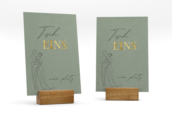 Tischnummer Hochzeit Vereint Tischaufsteller gruen gold